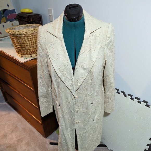 Tan and Gold Knee Length Duster Coat - Picture 1 of 4